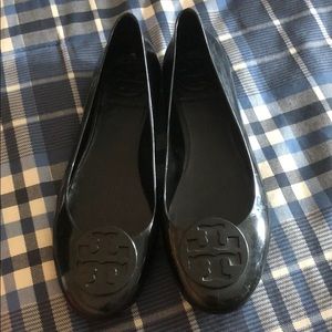 Tory Burch black jelly logo flats size 7.5